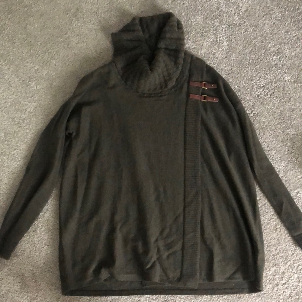 Olive green sweater with buckles